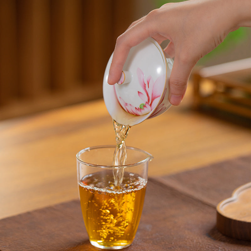 FAMILLE ROSE GOURD AND LOTUS TEA SET