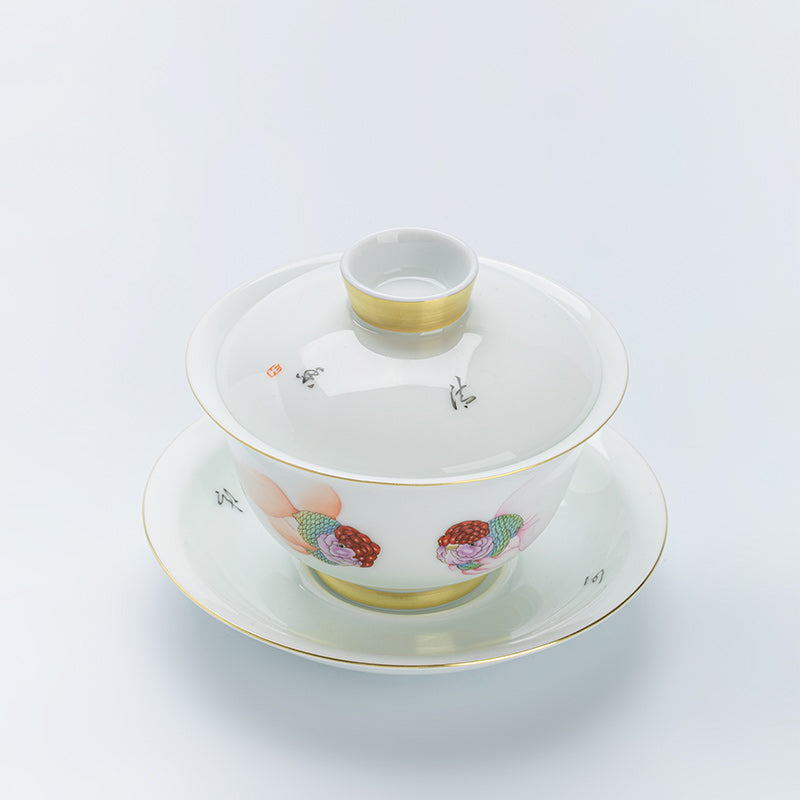 FAMILLE ROSE GOLDFISH TEA SET