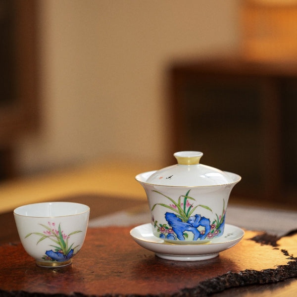 FAMILLE ROSE ORCHID AND ROCK TEA SET – Niivva