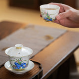 FAMILLE ROSE ORCHID AND ROCK TEA SET