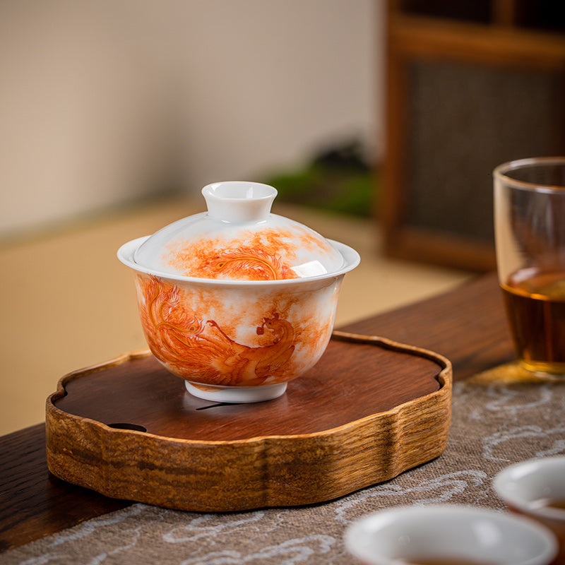 FAMILLE ROSE ALUM-RED TEA SET