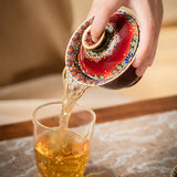 Cloisonne Enamel Lang Red Gold and Silver Tea Set